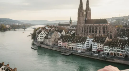 Panoramablick über Basler Altstadt mit Münster und Rhein für Immobilienpreisanalyse